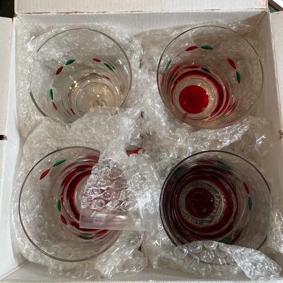 GORHAM Crystal Christmas Jewel Double Old Fashioned Hand Cut & Painted Glass Set - Picture 9 of 14